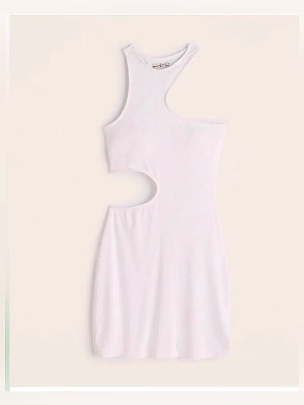 NWT Abercrombie & Fitch White Asymmetrical Cutout Ribbed Dress, Size XS